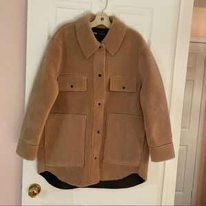 Double Faced Teddy and Faux-Leather Zara Overshirt Shacket